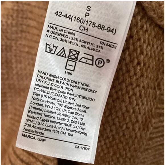 NWT Gap Tan Cozy Fair Isle Wool Sweater Sz S - Picture 3 of 4
